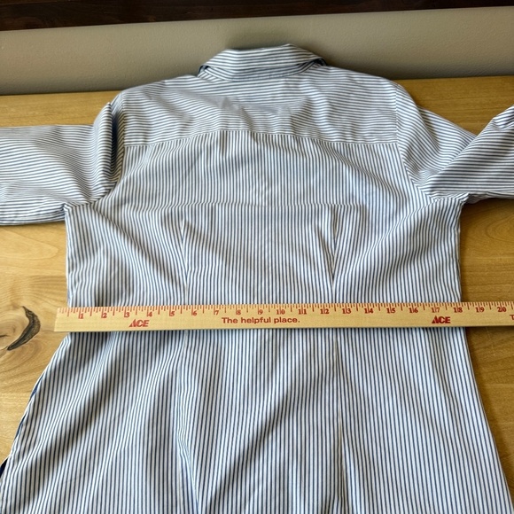 CHICOS TUNIC TOP STRIPED TIE WAIST LONG SLEEVES COASTAL GRANDMA NAUTICAL 8-10 - Picture 9 of 12